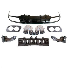 (PART) Diffuser compatibel met Mercedes C coupe cabrio C205 A205 AMG line dubbele zwarte r