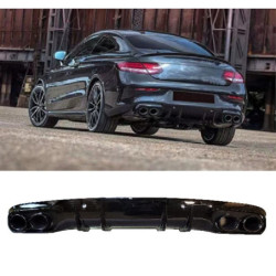 (PART) Diffuser compatibel met Mercedes C coupe cabrio C205 A205 AMG line dubbele zwarte r