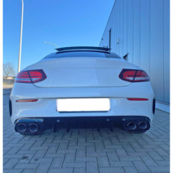 (PART) Diffuser compatibel met Mercedes C coupe cabrio C205 A205 AMG line dubbele zwarte r