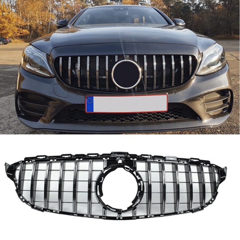 Grille zwart met chroom passend bij mercedes-benz c-klasse w205 facelift met frontcamera