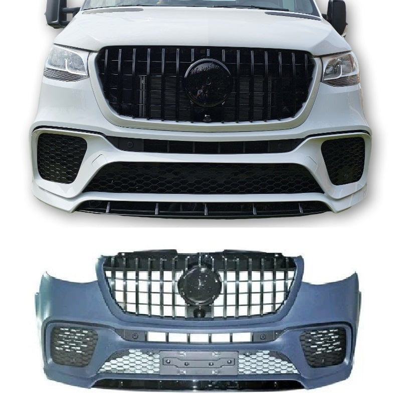 Stoßstange voorbumper kompatibel mit Mercedes-Benz Sprinter W907 2019+ zwarte grill Stoßstange voorbumper kompatibel mit Mercedes-Benz Sprinter W907 2019+ zwarte grill