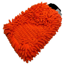 Washandschoen chenille oranje