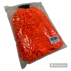Washandschoen chenille oranje