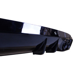 Diffuseur compatible avec Mercedes W205 sans ligne AMG avec embouts d'échappement ronds noir brillant