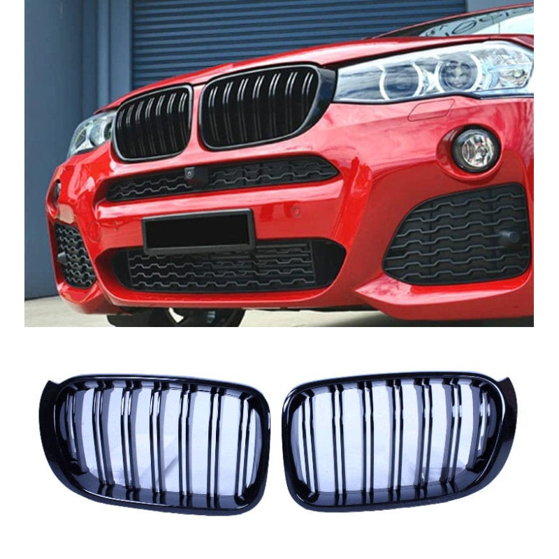 Grill Nieren kompatibel mit bmw x3 und x4 f25 f26 lci glänzend schwarz Doppelleisten Grill Nieren kompatibel mit bmw x3 und x4 f25 f26 lci glänzend schwarz Doppelleisten
