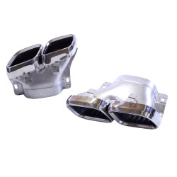 Auspuffrohre kompatibel mit Mercedes W205 C205 X253 C253 C Klasse GLC und GLC Coupe quadratisch 2019+ Look Chrom