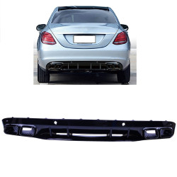 Diffuser with glossy black exhaust pipes for Mercedes C class W205 without AMG line