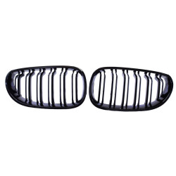 Grill Nieren für BMW 5er E60 glänzend schwarz Doppelstege