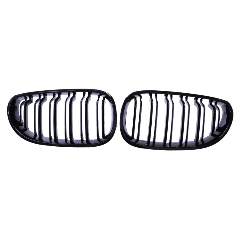 Grille rognons pour BMW série 5 E60 noir brillant double barres Grille rognons pour BMW série 5 E60 noir brillant double barres