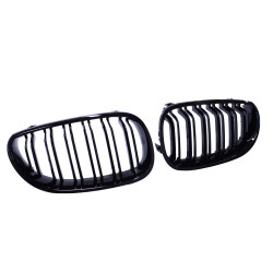 Grill Nieren für BMW 5er E60 glänzend schwarz Doppelstege