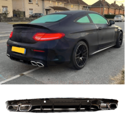 Diffusor für Mercedes C coupe cabrio C205 A205 AMG line dubbele chrom uitlaatsierstukken