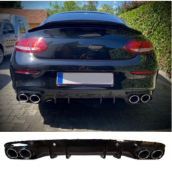 Diffusor für Mercedes C coupe cabrio C205 A205 AMG line dubbele chrome ronde uitlaatsierstukken