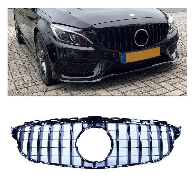 Grill kompatibel mit Mercedes-Benz C-Klasse W205 glanzend zwart