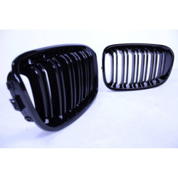 Grill Nieren kompatibel mit bmw f20 f21 1er Serie glänzend schwarz Doppelstangen