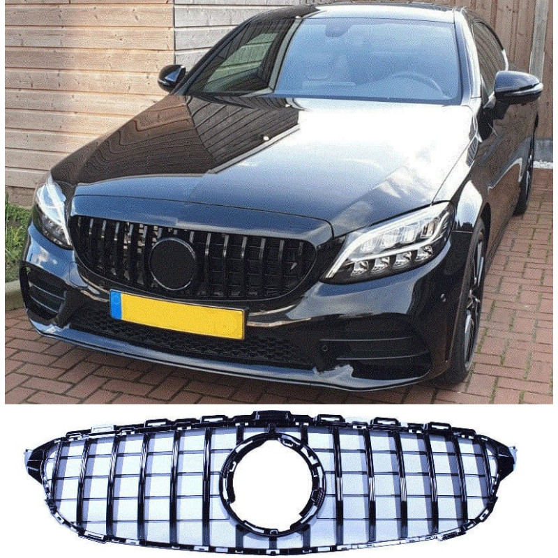 Grill kompatibel mit Mercedes-Benz C-Klasse W205 Facelift glanzend zwart Grill kompatibel mit Mercedes-Benz C-Klasse W205 Facelift glanzend zwart