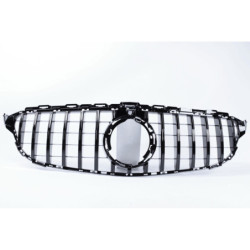 Grill compatibel met Mercedes-Benz C klasse W205 facelift met frontcamera glanzend zwart