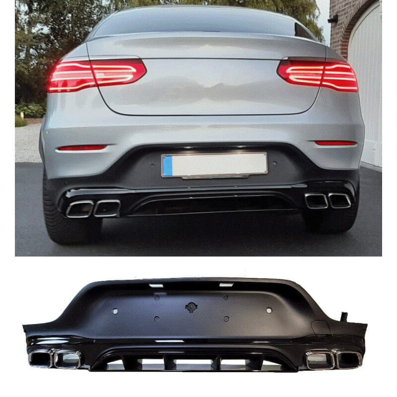Diffuser compatibel met Mercedes GLC coupe C253 2015+ met chrome uitlaatsierstukken