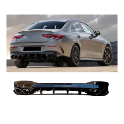 Diffuser compatibel met Mercedes CLA C118 X118 W118 AMG line dubbele zwarte uitlaatsierstu
