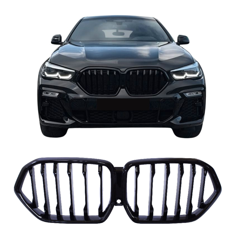 Grillnier compatibel met BMW X6 G06 2018+ enkele spijlen glanzend zwart Grillnier compatibel met BMW X6 G06 2018+ enkele spijlen glanzend zwart