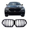 Grillnier compatibel met BMW X6 G06 2018+ enkele spijlen glanzend zwart