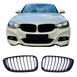 Grille de calandre compatible avec BMW Série 3 F34 noir brillant barres simples