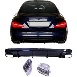 Diffuser for Mercedes CLA45 C117 X117 2014-2018 double chrome exhaust tips