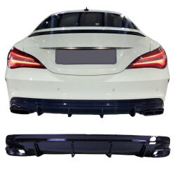 Diffuser voor Mercedes CLA45 C117 X117 2013-2016 dubbele zwarte uitlaatuiteinden
