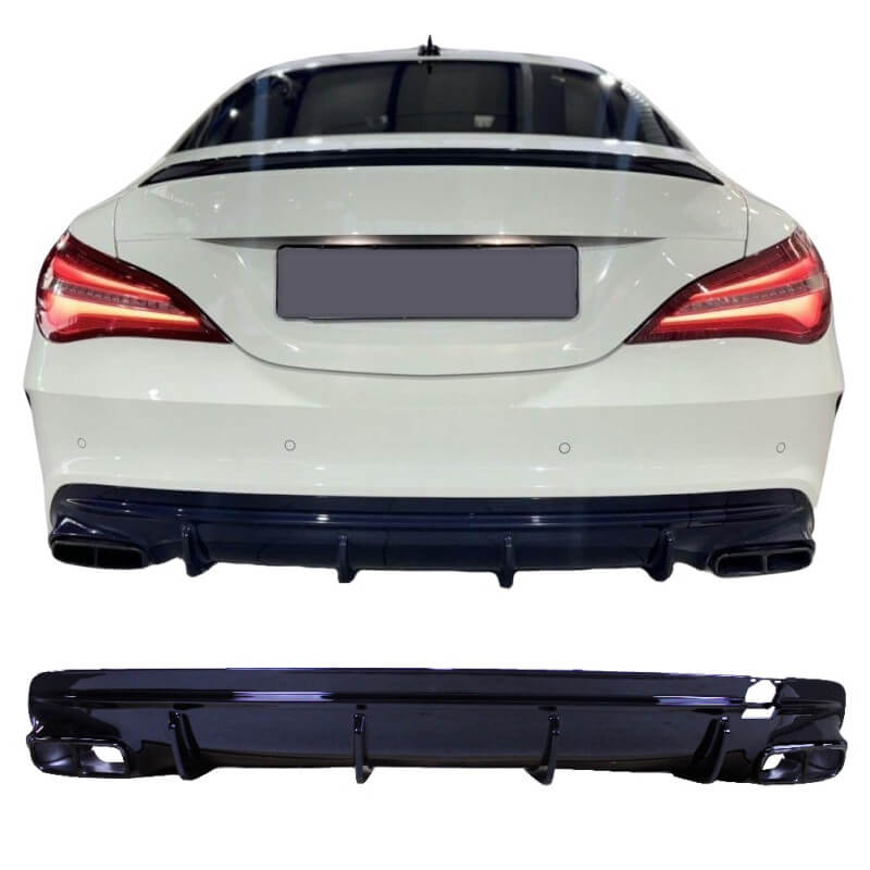 Diffuser voor Mercedes CLA45 C117 X117 2013-2016 dubbele zwarte uitlaatuiteinden