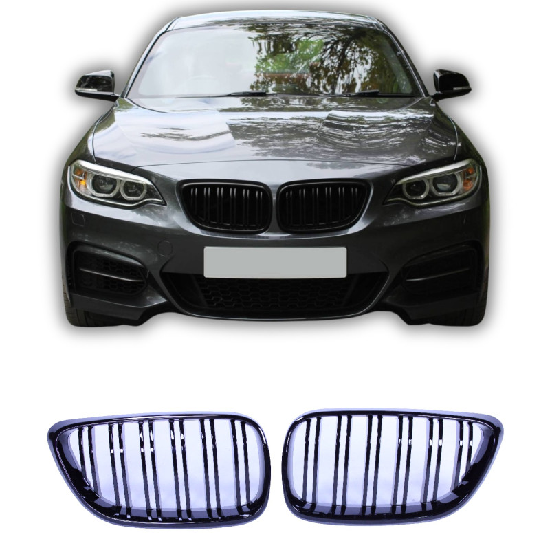 Grill kidneys for BMW 2 series F22 - F23 glossy black double bars Grill kidneys for BMW 2 series F22 - F23 glossy black double bars