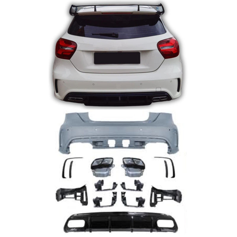Rear bumper with diffuser matching Mercedes A-Class W176 AMG-Line