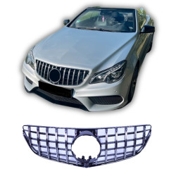 Kühlergrill kompatibel mit Mercedes E Coupé Cabrio Facelift W207 A207 glänzend schwarz mit Chrom
