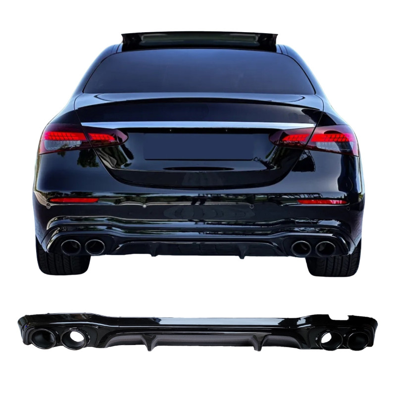 Diffuser for Mercedes E Class W213 S213 gloss black round exhaust tips Diffuser for Mercedes E Class W213 S213 gloss black round exhaust tips