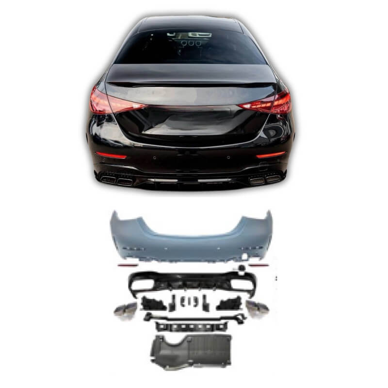 Achterbumper met diffusor compatibel met Mercedes C-klasse W206 Sedan PDC