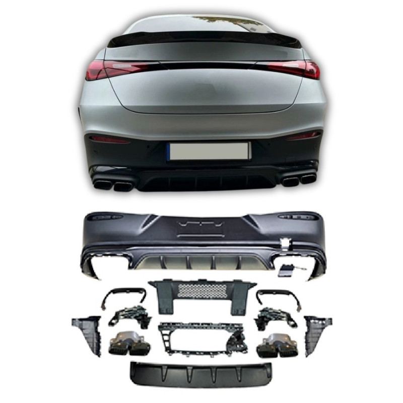 Diffusor kompatibel mit Mercedes GLC Coupe C254 schwarz quadratische Auspuffrohre Diffusor kompatibel mit Mercedes GLC Coupe C254 schwarz quadratische Auspuffrohre