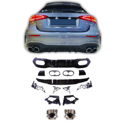 Diffuser for Mercedes A class W177 hatchback 2019+ dual chrome round exhaust tips