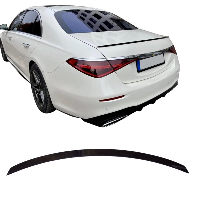 Trunk spoiler compatible with Mercedes S Class W223 gloss black