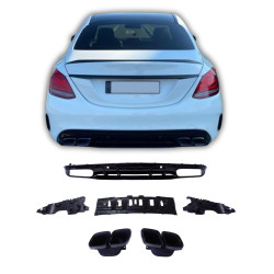 Diffuser with black exhaust tips for Mercedes W205 C-Class saloon and estate