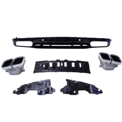 Diffuser with chrome exhaust tips for Mercedes W205 C-Class saloon and estate