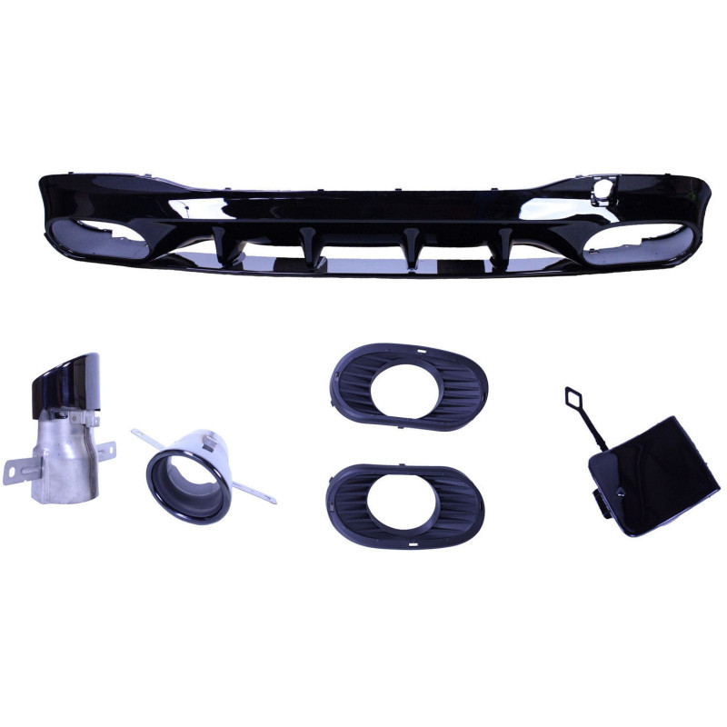 Diffuser compatible with Mercedes CLA C118 X118 W118 AMG line black exhaust pipes round Diffuser compatible with Mercedes CLA C118 X118 W118 AMG line black exhaust pipes round