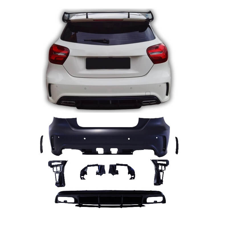 Rear bumper with diffuser matching Mercedes A-Class W176 AMG-Line