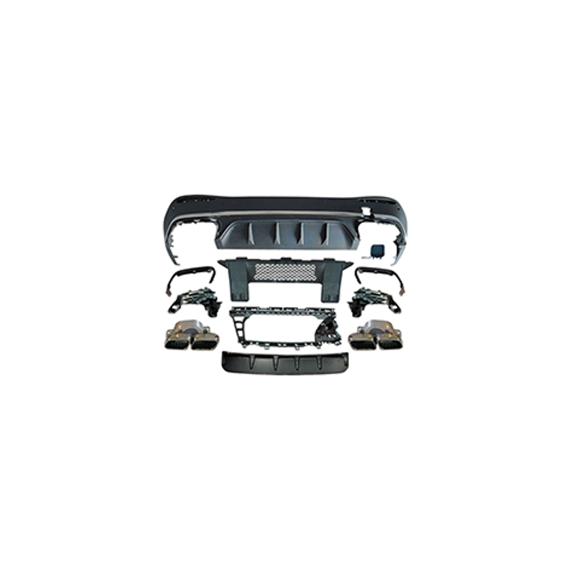 Diffuser compatibel met Mercedes GLC SUV X254 verchroomde vierkante uitlaatpijpen