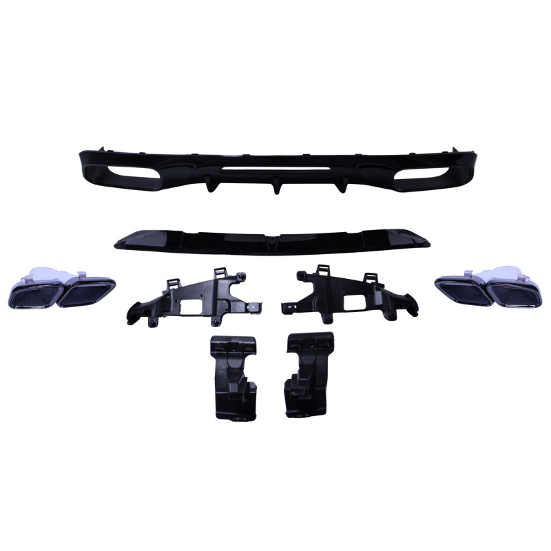Diffuser with exhaust tips gloss black for Mercedes CLS W218 new look