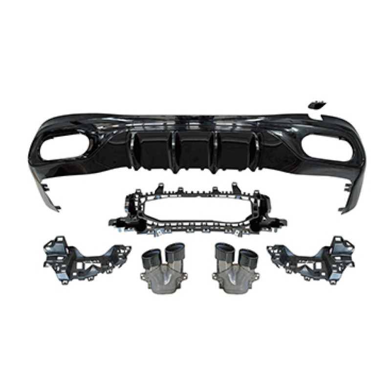 Diffuseur pour Mercedes CLE C236 A236 noir brillant embouts d'échappement ronds